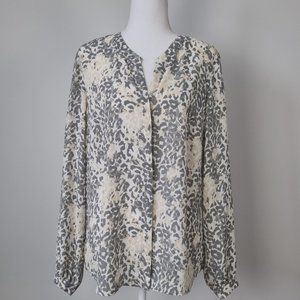 Dalia Collection Long Sleeve Animal Print Blouse Size L